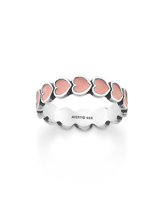 Consuela Enamel Pink Connected Hearts Ring
 – Consuela