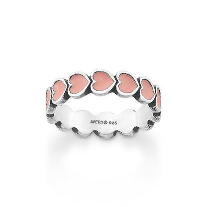 Consuela Enamel Pink Connected Hearts Ring
 – Consuela
