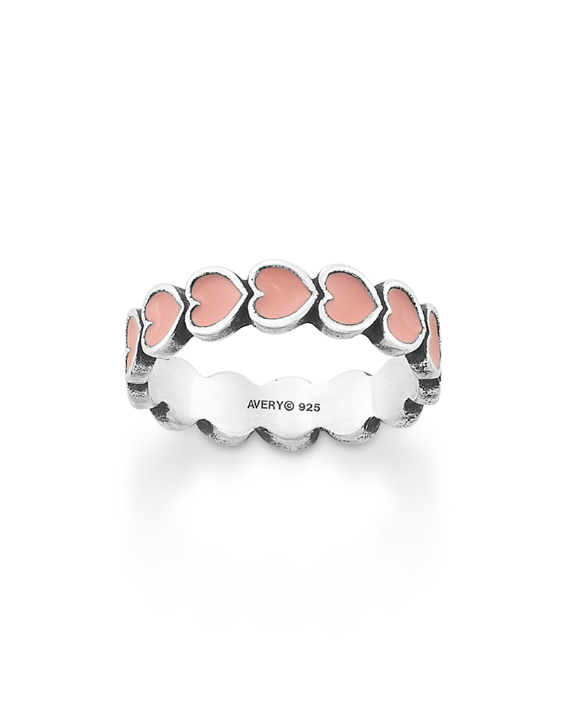 Consuela Enamel Pink Connected Hearts Ring
 – Consuela