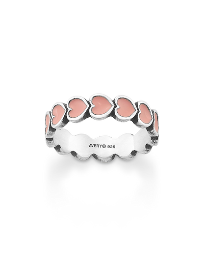 Consuela Enamel Pink Connected Hearts Ring
 – Consuela