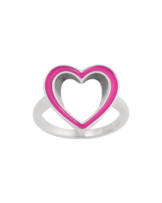 Consuela Enamel Pink Open Heart Ring
 – Consuela