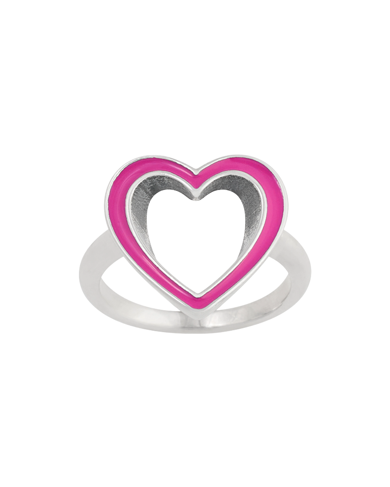 Consuela Enamel Pink Open Heart Ring
 – Consuela
