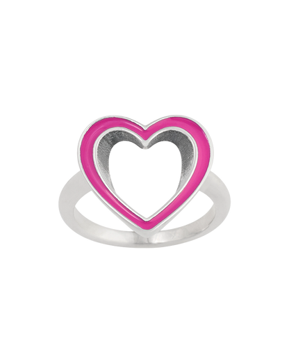 Consuela Enamel Pink Open Heart Ring
 – Consuela