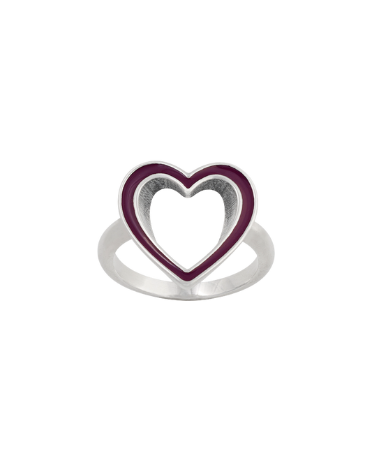 Consuela Enamel Purple Open Heart Ring
 – Consuela