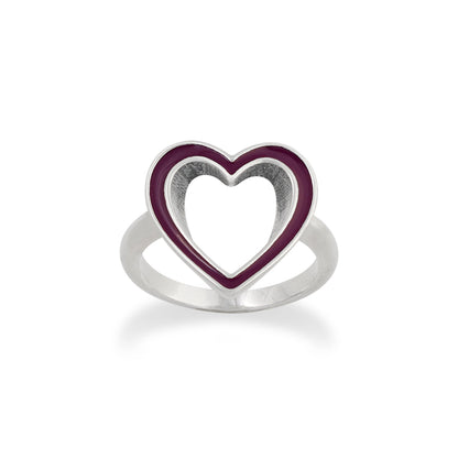Consuela Enamel Purple Open Heart Ring
 – Consuela