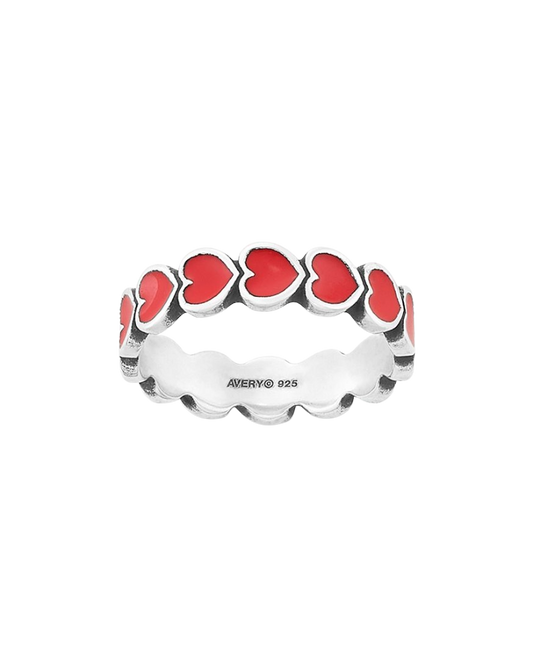 Consuela Enamel Red Connected Hearts Ring
 – Consuela