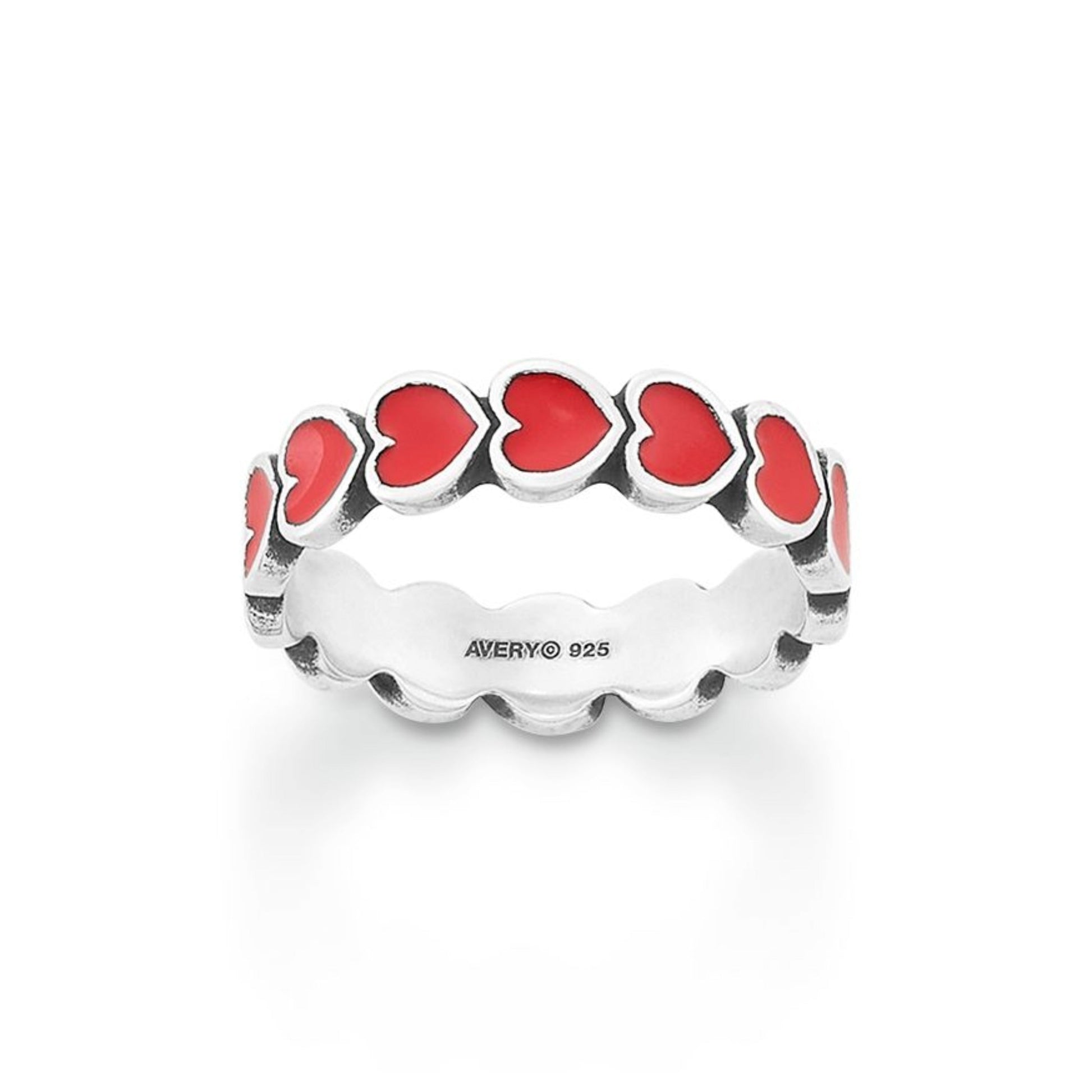 Consuela Enamel Red Connected Hearts Ring
 – Consuela