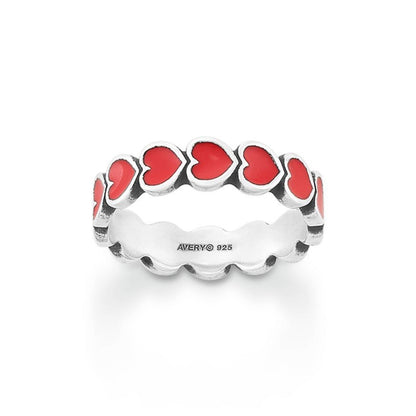 Consuela Enamel Red Connected Hearts Ring
 – Consuela