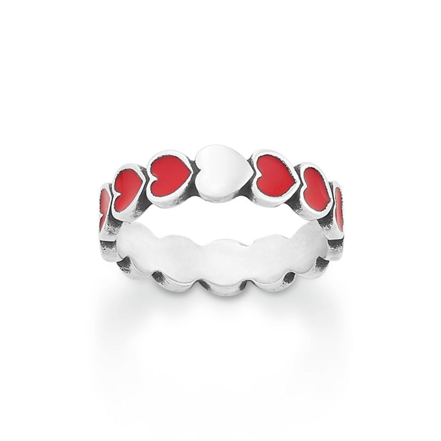Consuela Enamel Red Connected Hearts Ring
 – Consuela
