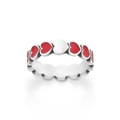 Consuela Enamel Red Connected Hearts Ring
 – Consuela