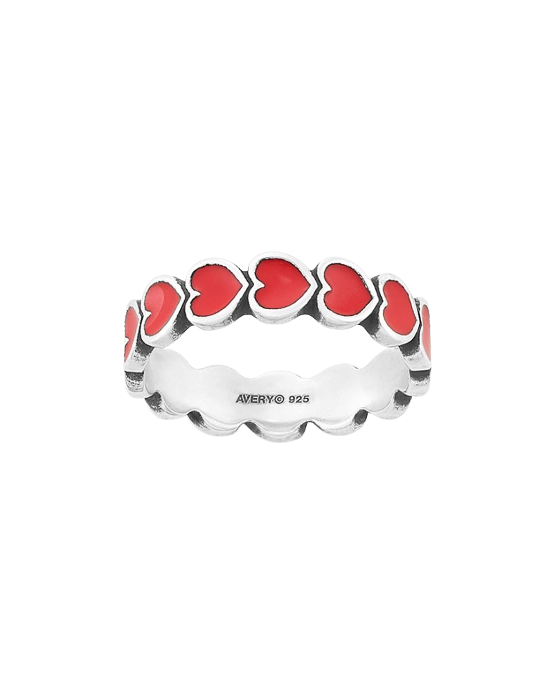 Consuela Enamel Red Connected Hearts Ring
 – Consuela