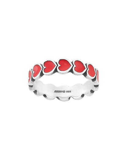 Consuela Enamel Red Connected Hearts Ring
 – Consuela
