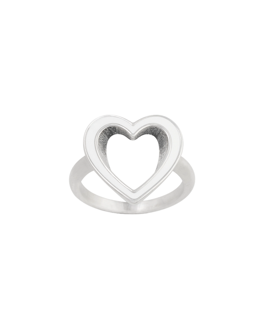 Consuela Enamel White Open Heart Ring
 – Consuela