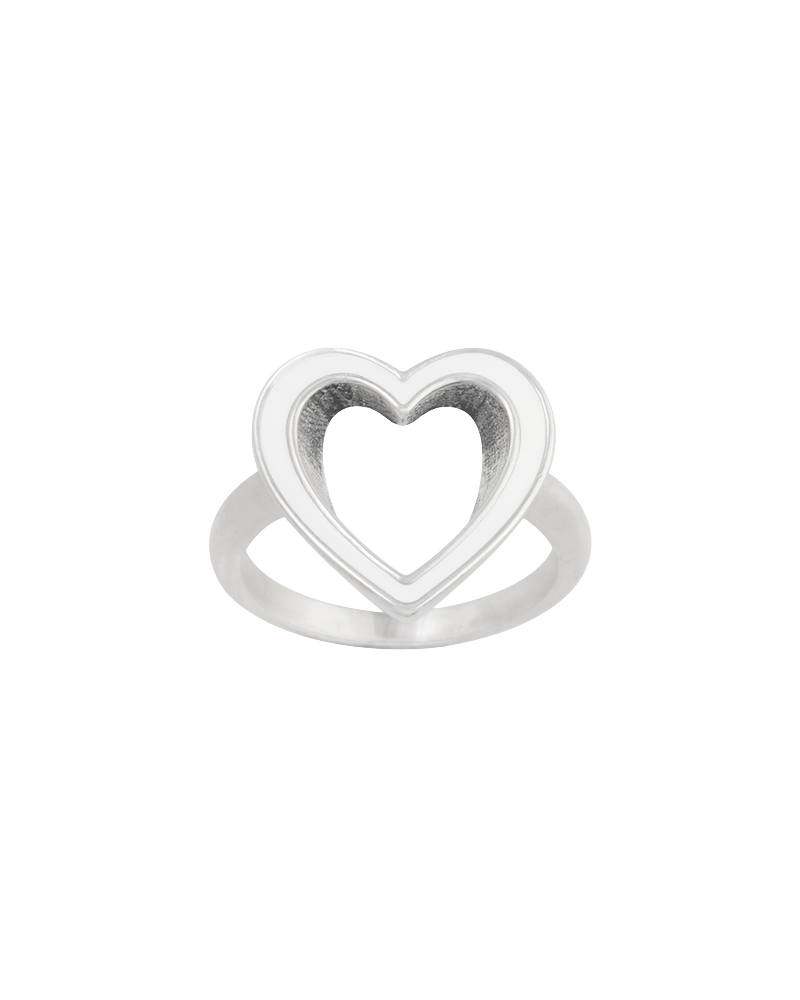 Consuela Enamel White Open Heart Ring
 – Consuela