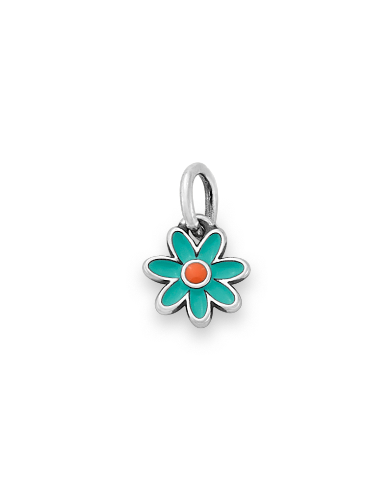 Consuela Enamel Aqua Blue and Orange Mini Flower Charm
 – Consuela