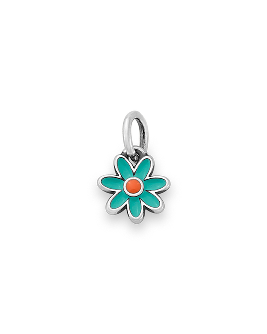Consuela Enamel Aqua Blue and Orange Mini Flower Charm
 – Consuela