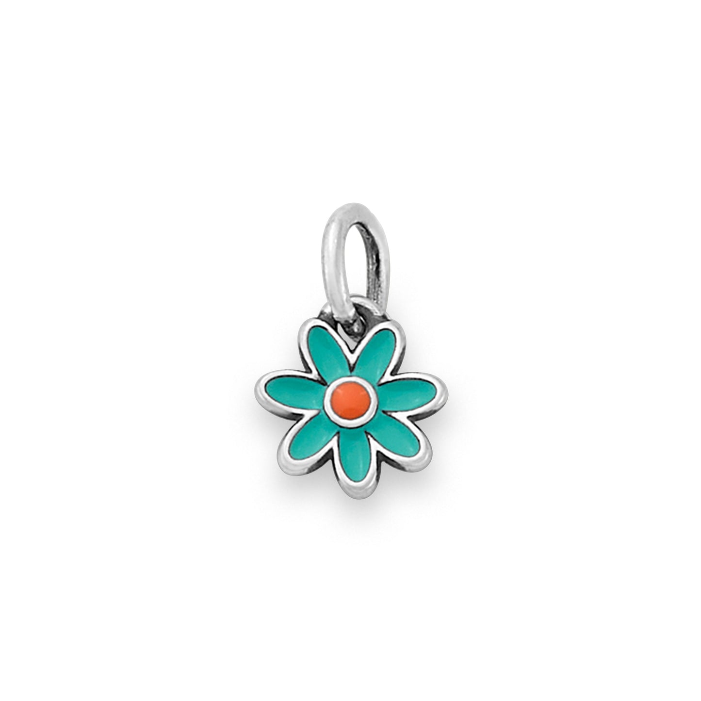 Consuela Enamel Aqua Blue and Orange Mini Flower Charm
 – Consuela