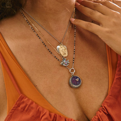 Consuela Enamel Beaded Chain Changeable Charm Holder Necklace
 – Consuela