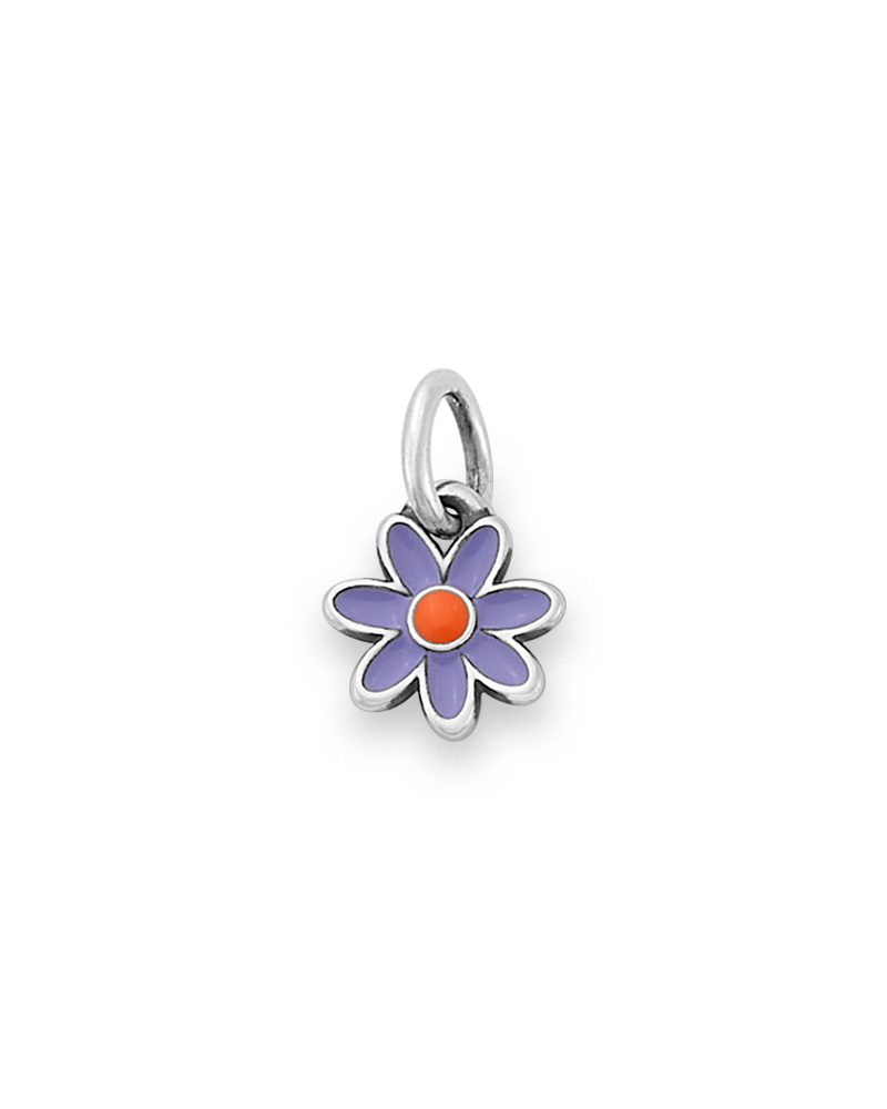 Consuela Enamel Lavender Purple and Orange Mini Flower Charm
 – Consuela